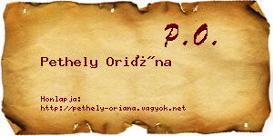 Pethely Oriána névjegykártya